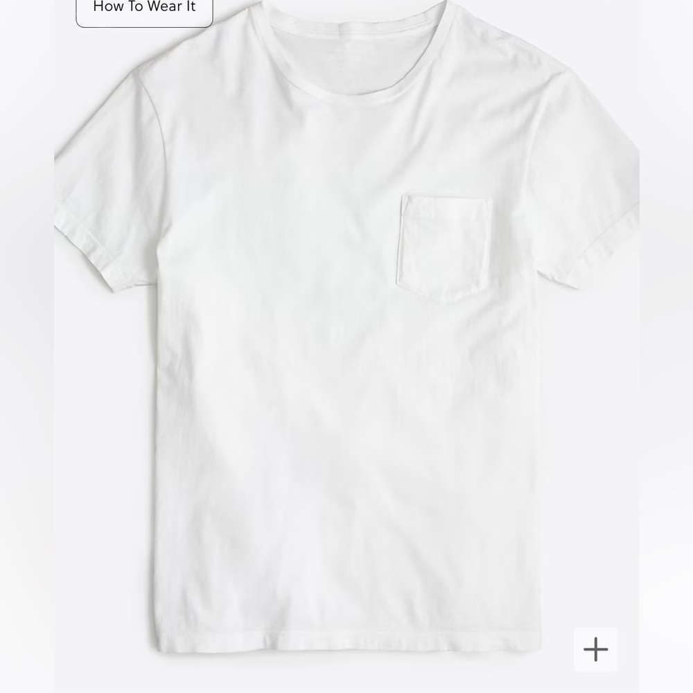 Slim cotton washed jersey pocket tee- white- size large